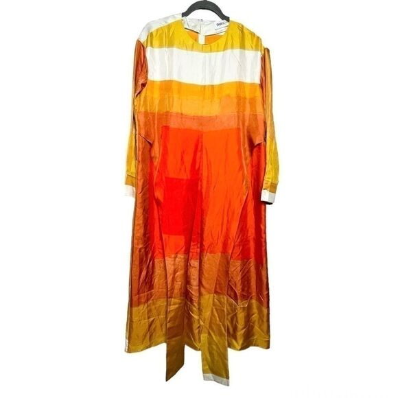 NEW Partow colorblock printed silk wrap tie midi kaftan dress size 6 - Picture 14 of 14